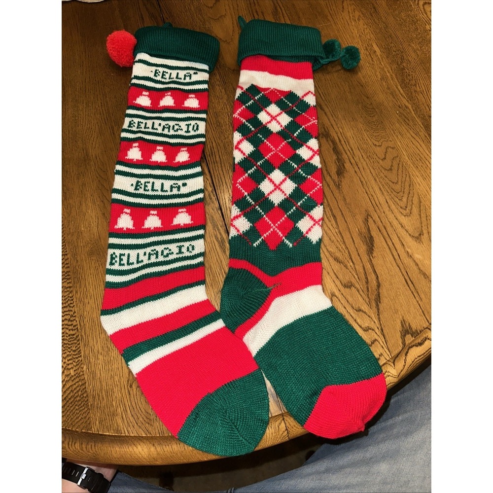 Lot Of 2 - Vintage Knit Christmas Sweater Stockings